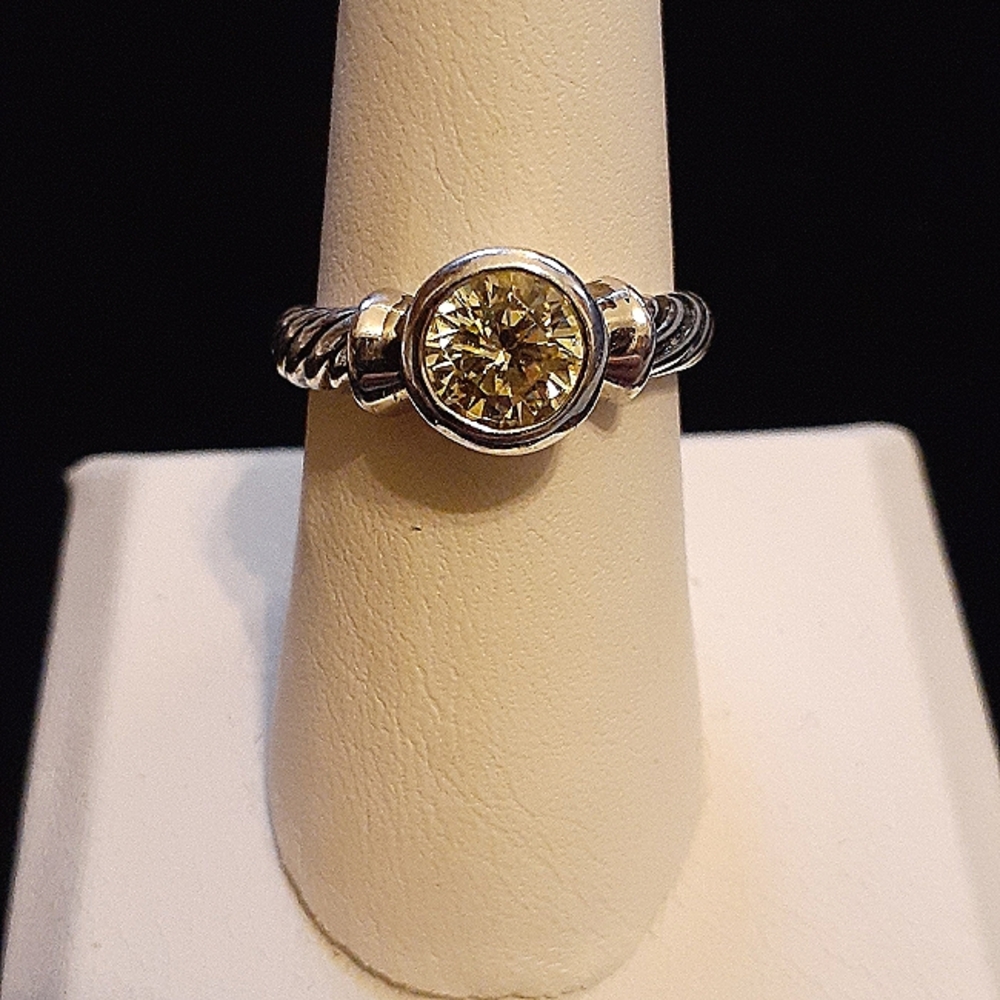 Bezel set twisted band solitaire 8